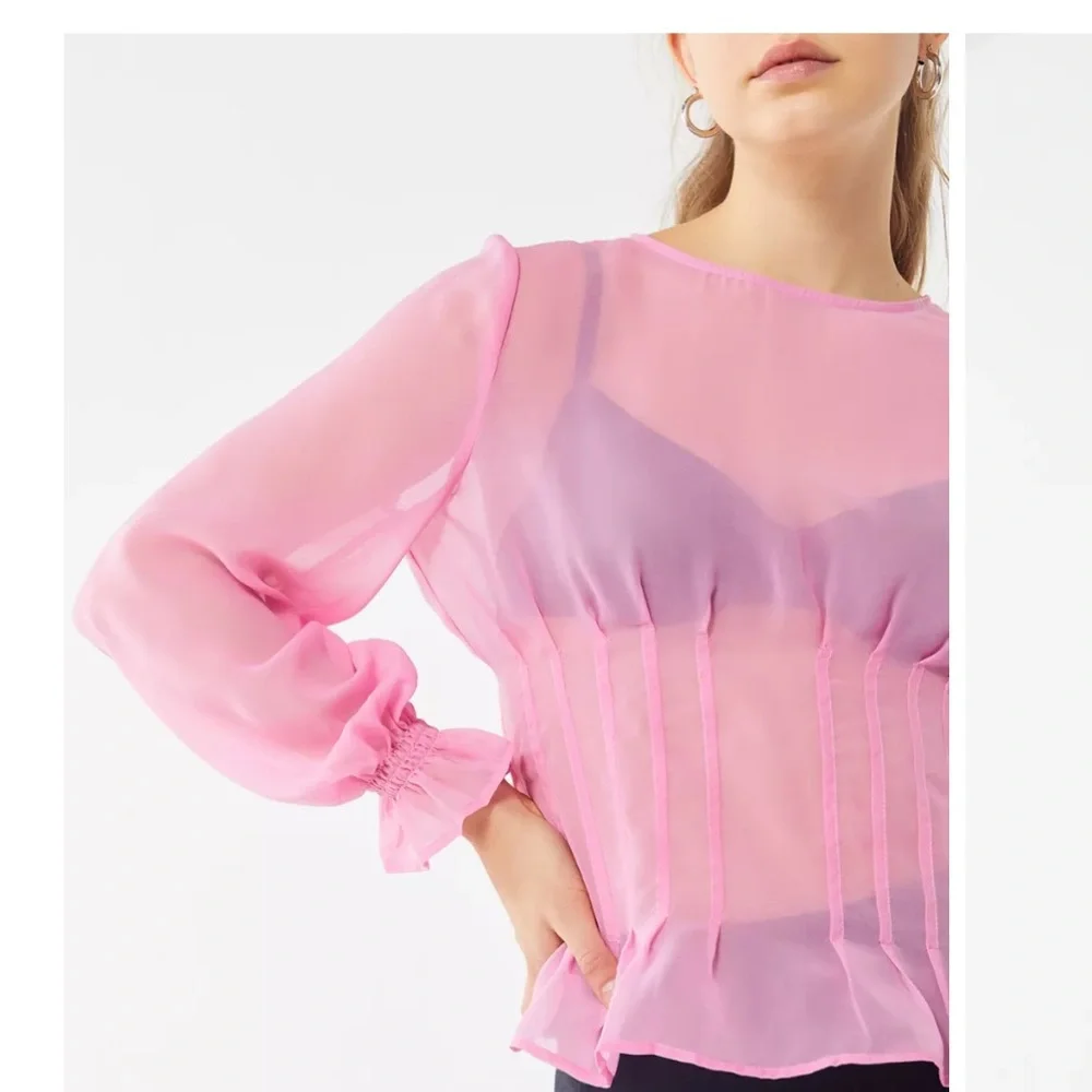 Finders Keepers Pink Sheer Top - Picture 2 of 3